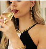 5 Link Gold Metal Earrings