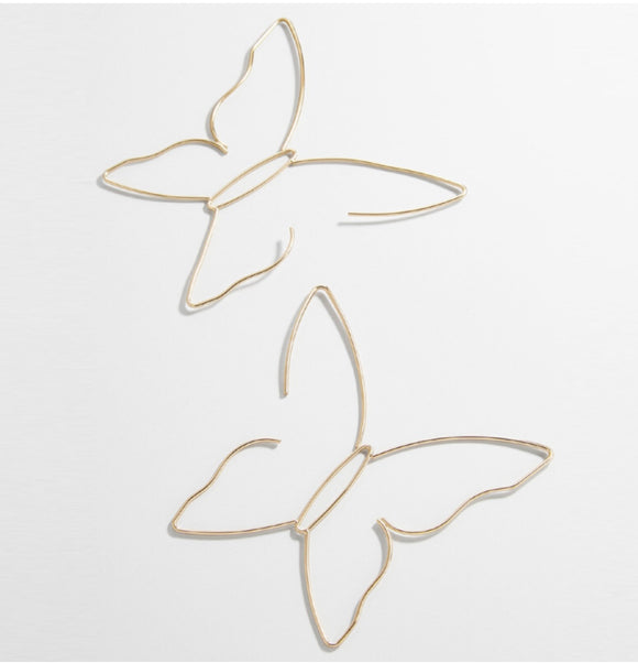 Gold-Butterfly Hoop Earrings