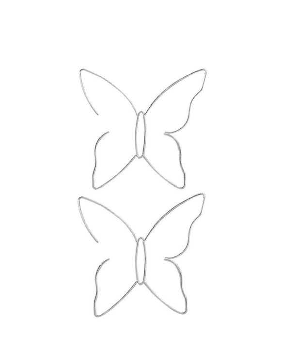 Silver-Butterfly Hoop Earrings