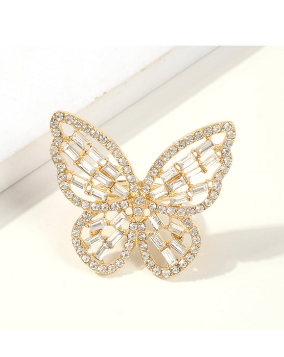 Gold-Crystal Butterfly Ring
