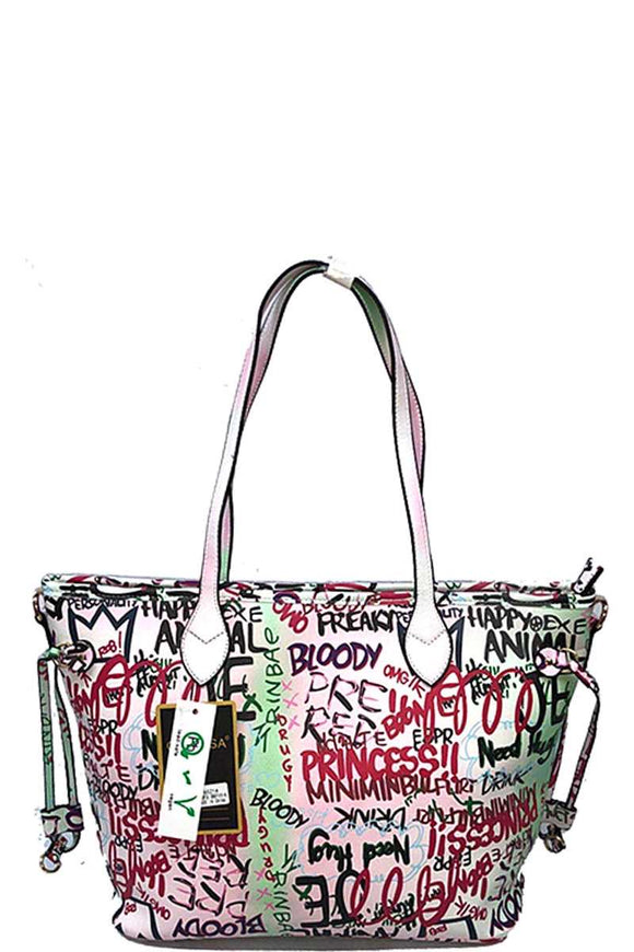 Graffiti Tote with Matching Face Mask
