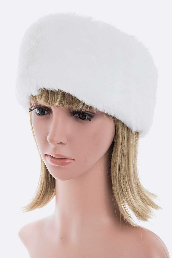 Faux Fur Head Band -White