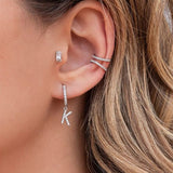 1PC English Letters Earring for Women Zircon & CZ with Buckle Hoop