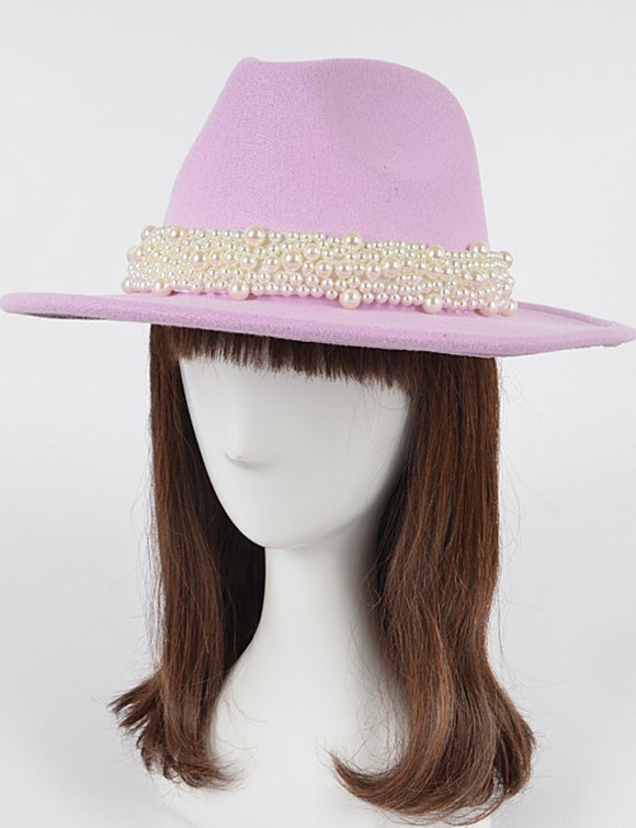 Lavender Pearl Fedora Hat