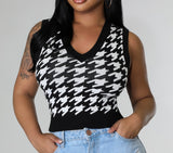 Black/ White Houndstooth Vest