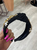 Gold/Black Bejeweled Headband