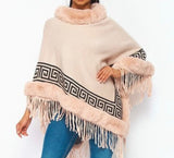 Light Pink Fur Trimmed Poncho