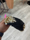 Gold/Black Bejeweled Headband