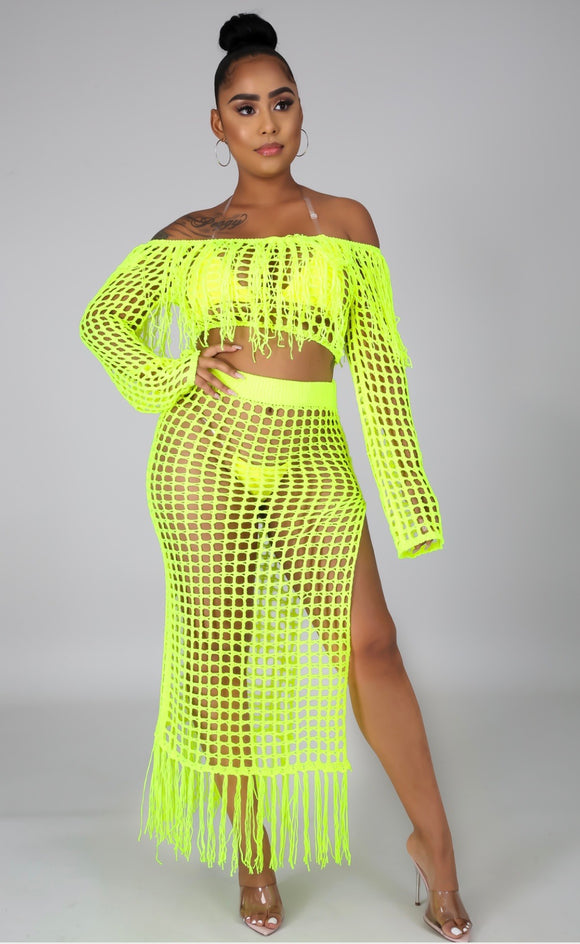 Neon Yellow Beach Cover Set