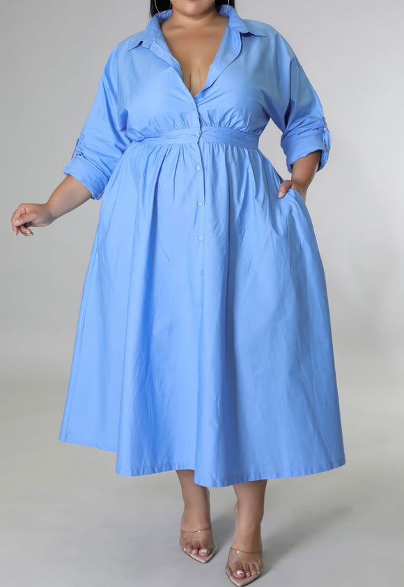 Spring Fling Dress (Blue 1X-3X)