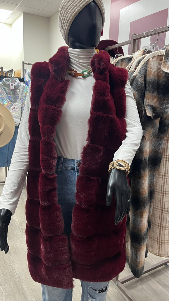 Burgundy Long Vest