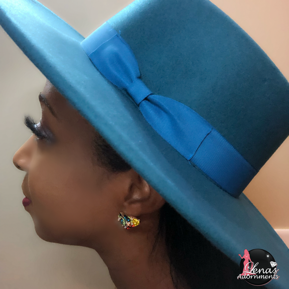 Smooth Flat Top Bowtie Hat(Teal)